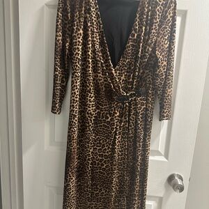 Charter Club Animal Print Long Sleeve Dress